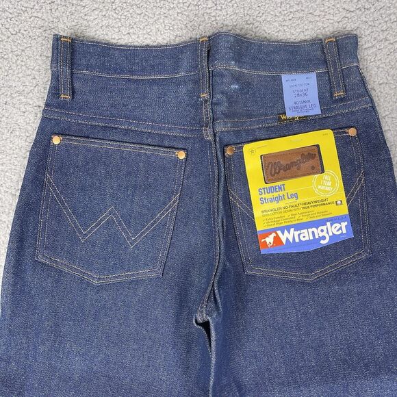 VTG Deadstock Wrangler Jeans Mens 27x35 Blue Western Bootcut Flare 80s Raw‎ NWT - Picture 10 of 16